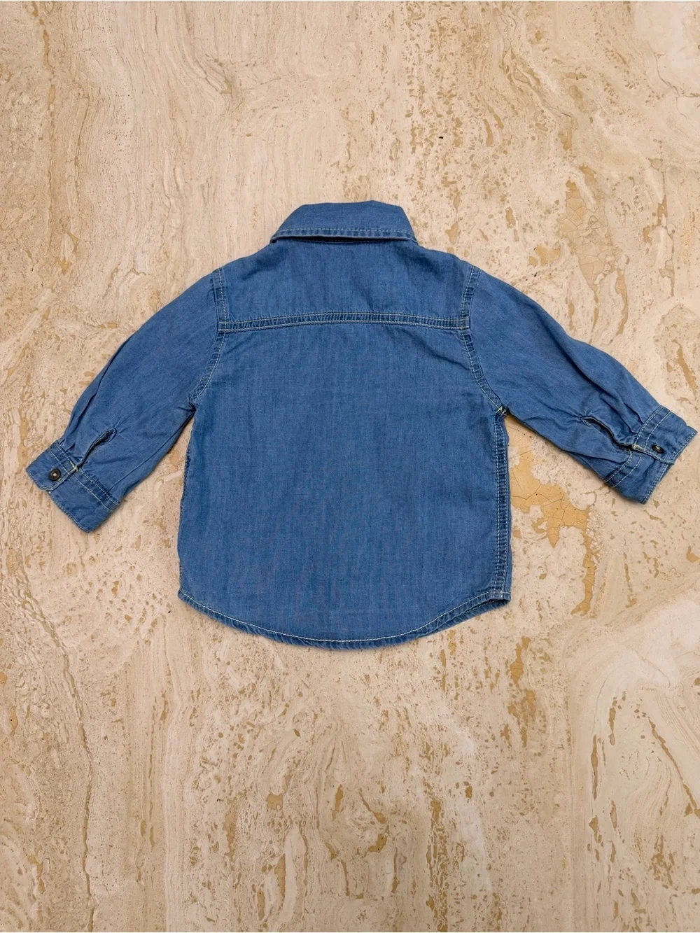 Girls Long-Sleeve Denim Button-Up Shirt - Blue 6-9 months